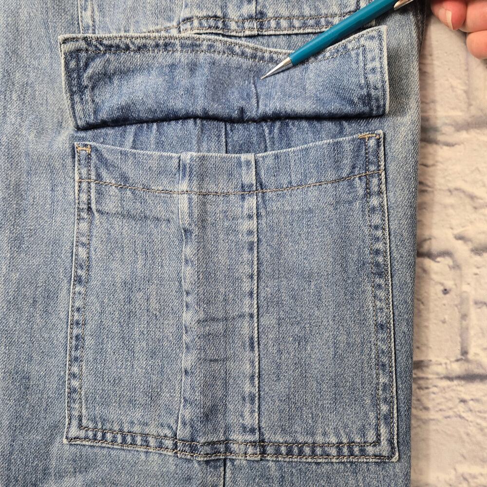 NWT Prosperity Cargo Jean Blue Utility High Rise Wide Straight Seam Detail sz 29 - Picture 14 of 16